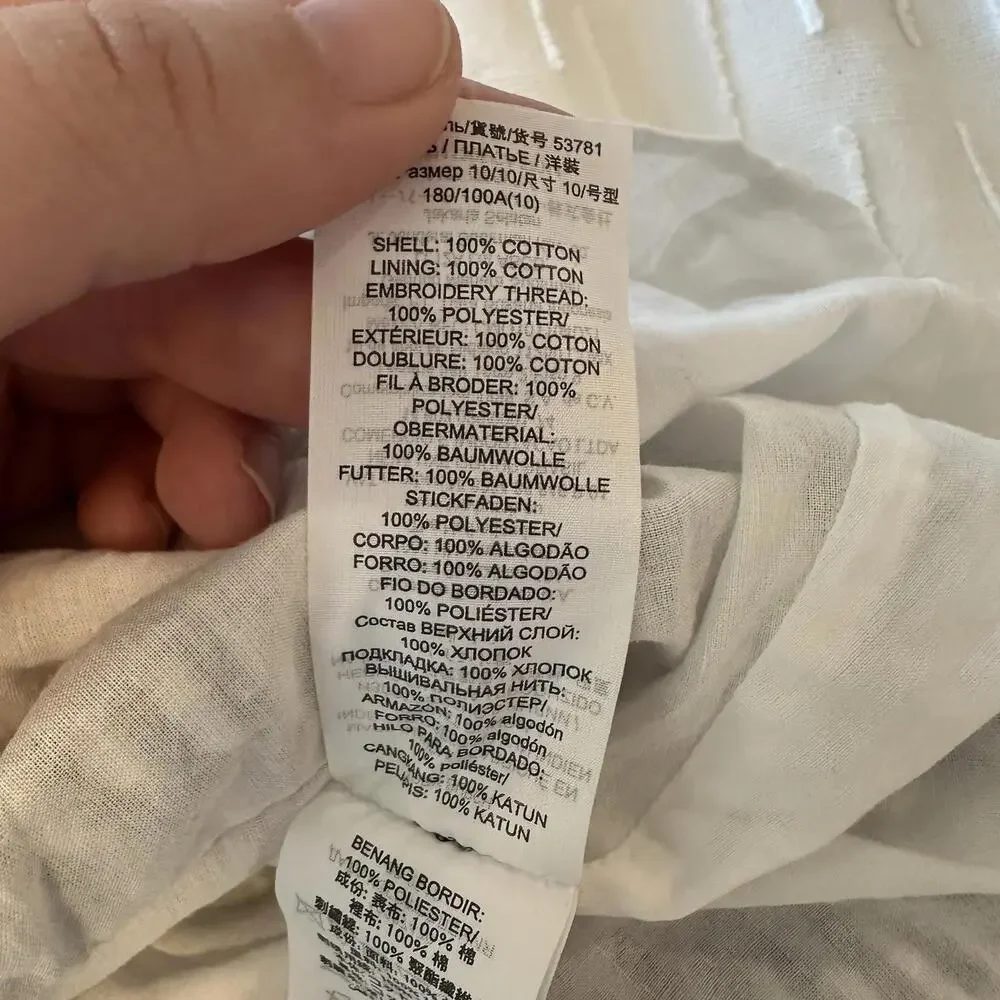 TORY BURCH Eyelet Seersucker Midi Dress Size 10 - Picture 9 of 9